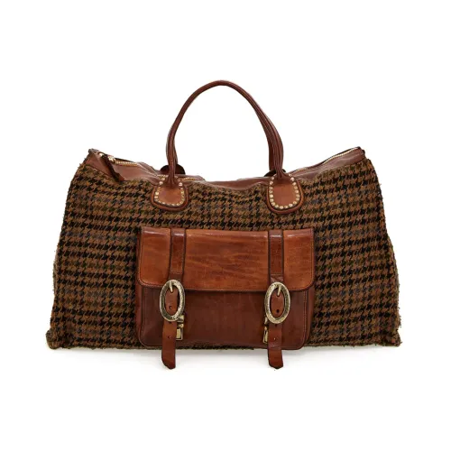 Campomaggi , Travel Bag Tago in Houndstooth Print ,Brown female, Sizes: ONE SIZE