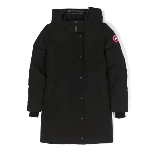 Canada Goose , Black Logo-Patch Hooded Padded Coat ,Black female, Sizes: