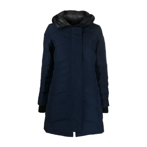 Canada Goose , Blue Logo-Patch Padded Down Coat ,Blue female, Sizes: