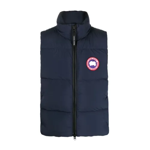 Canada Goose , Blue Logo-Patch Padded Gilet ,Blue male, Sizes: