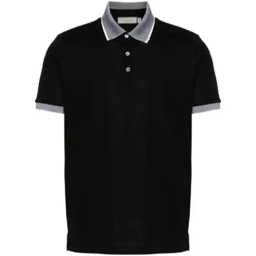 Canali , Black Polo Shirt ,Black male, Sizes: