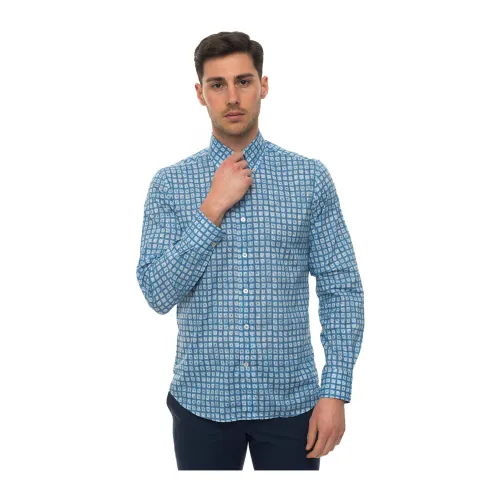 Canali , Casual shirt ,Blue male, Sizes:
