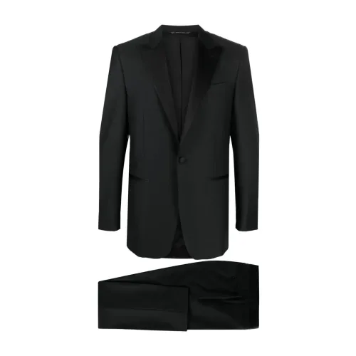 Canali , Clic Wool Tuxedo Suit ,Black male, Sizes:
