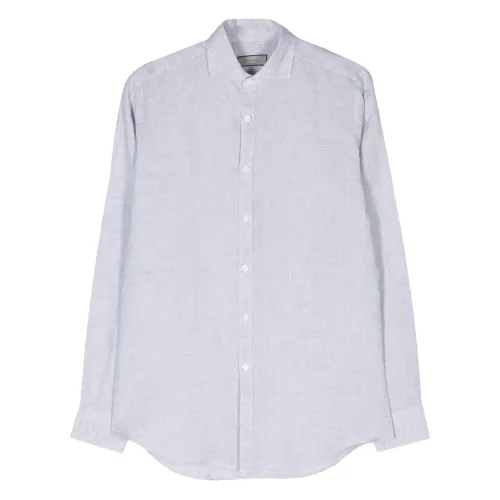Canali , Linen Shirt Made in Italy ,Gray male, Sizes: