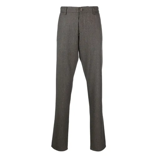 Canali , Melange Wool Flannel Trousers ,Brown male, Sizes: