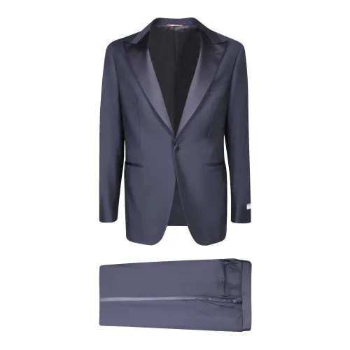 Canali , Single-Breasted Wool Suit with Notched Lapels ,Blue male, Sizes: