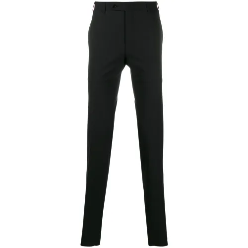 Canali , Stretch-Wool Trousers, Drop 6 ,Black male, Sizes: