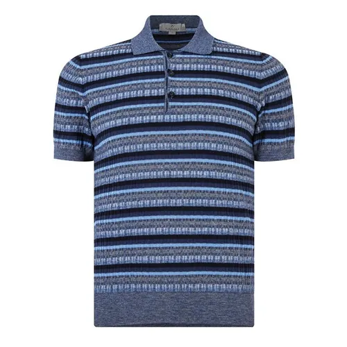 CANALI Stripe Polo Shirt - Blue