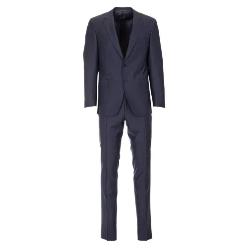 Canali , Striped Wool Suit ,Blue male, Sizes:
