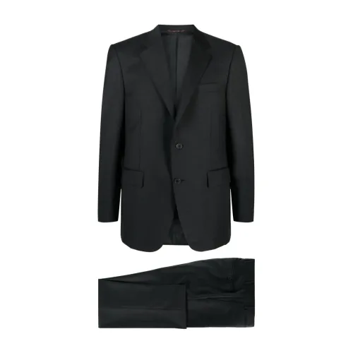 Canali , Super 130s Wool Suit, Drop 6 ,Black male, Sizes: