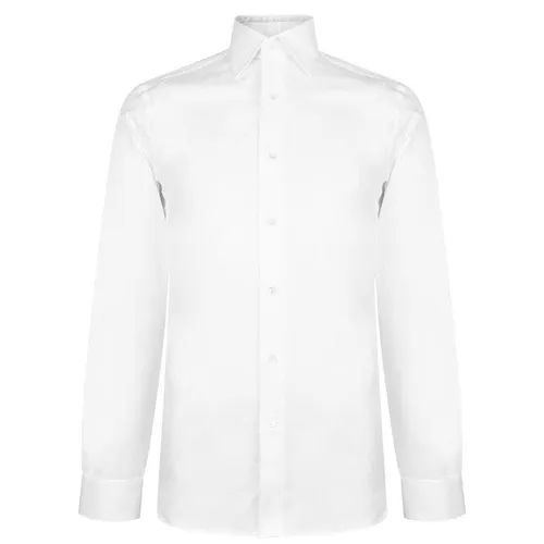 CANALI Twill Slim Fit Long Sleeve Shirt - White