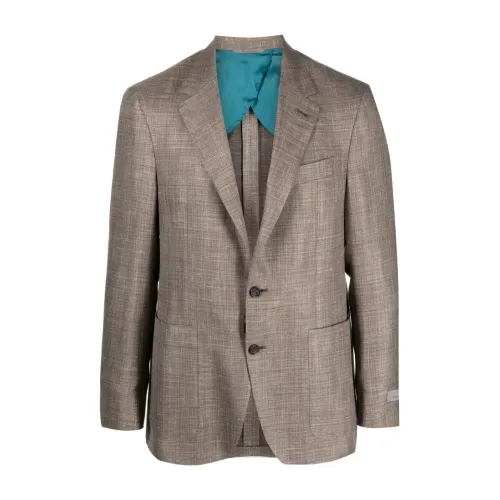 Canali , Wool/silk/linen jacket ,Brown male, Sizes: