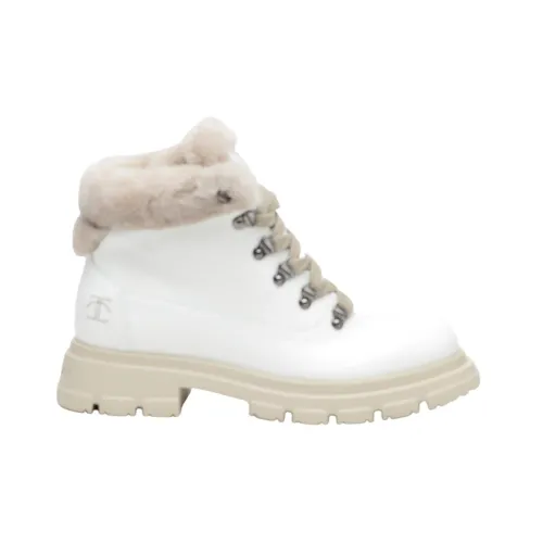 Candice Cooper , White Leather and Sheepskin Ankle Boot ,White female, Sizes: