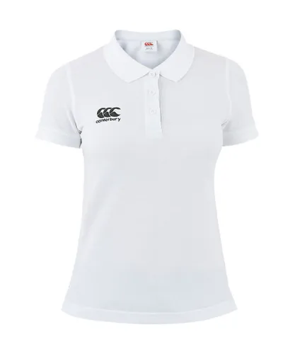 Canterbury Womens Ladies Waimak CCC Logo Polycotton Polo Shirt - White
