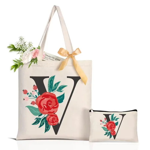 Canvas Tote Bag, Floral Canvas Bags Gifts for Bridesmaid,