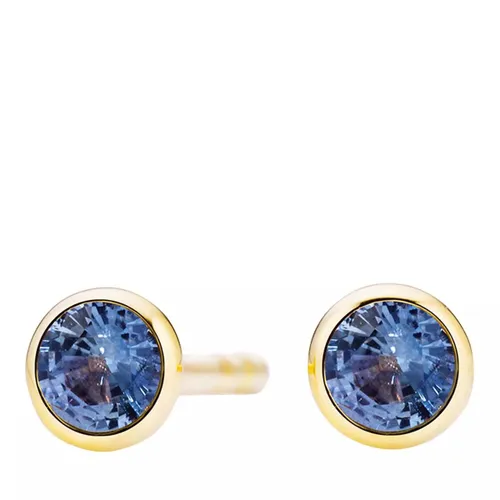 Capolavoro Earrings - ear stud "Classico", bezel setting, 2 blue sapphir - gold - Earrings for ladies