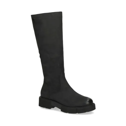 Caprice , Black Nubuc Casual Closed Ankle Boots ,Black female, Sizes: