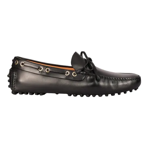 Car Shoe , Leather Loafers for Warm Weather ,Black male, Sizes: