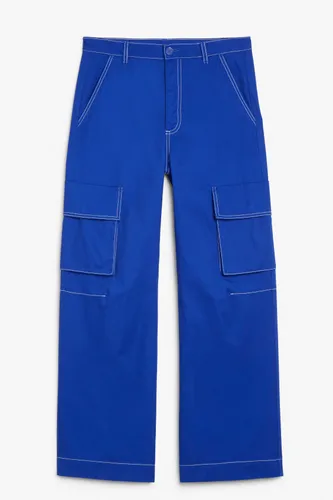 Cargo trousers low waist loose fit cotton - Blue