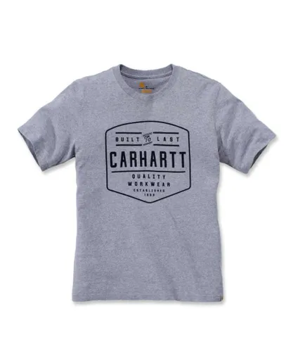 Carhartt Mens Build By Hand Short Sleeve Cotton T Shirt Tee - Grey