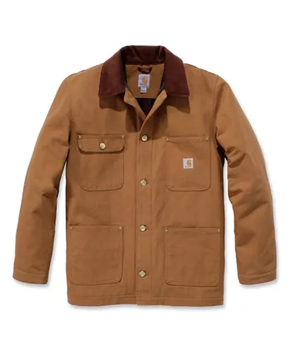 Carhartt Mens Firm Duck Chore Cotton Work Jacket Coat - Brown