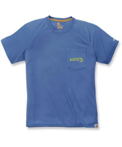 Carhartt Mens Fishing Quick Dry Wicking Short Sleeve T Shirt - Blue