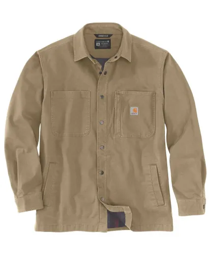 Carhartt Mens Fleece Lined Snap Front Shirt Jacket - Brown