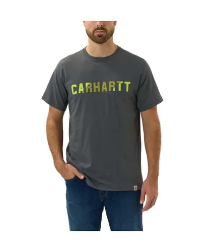 Carhartt Mens Force Flex Block Logo Short Sleeve T Shirt - Grey Cotton