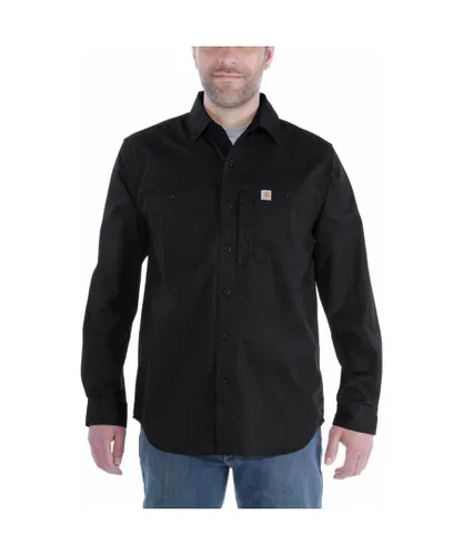 Carhartt Mens Rugged Prof Long Sleeve Button Work Shirt - Black