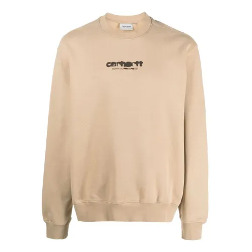 Carhartt Wip , Beige Cotton Sweater with Front and Back Print ,Beige male, Sizes: