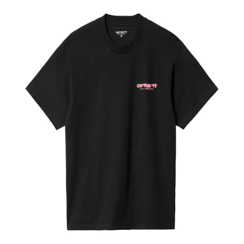Carhartt Wip , Black Cotton Logo T-shirt ,Black male, Sizes: