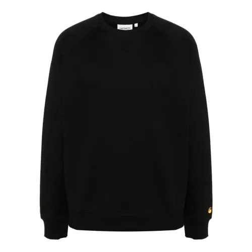 Carhartt Wip , Black Cotton Sweater with Embroidered Logo ,Black male, Sizes: