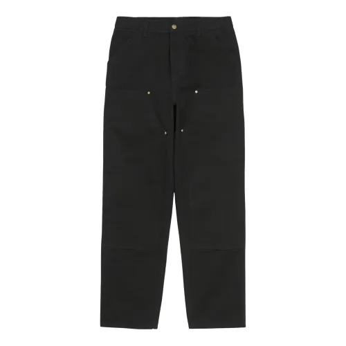 Carhartt Wip , Double Knee Pant Dearborn Canvas 'Black Rinsed' ,Black male, Sizes: