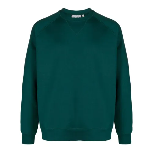 Carhartt Wip , Green Cotton Sweater with Embroidered Logo ,Green male, Sizes: