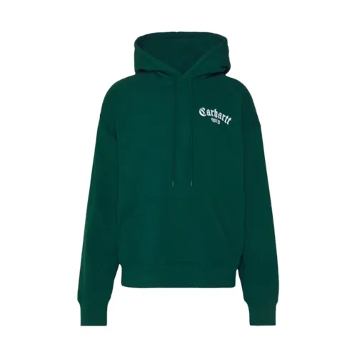 Carhartt Wip , Green Hooded Onyx Script Sweatshirt ,Green male, Sizes: