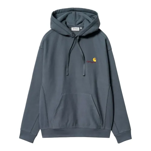 Carhartt Wip , Grey Cotton Sweater with Adjustable Hood and Kangaroo Pocket ,Gray male, Sizes: