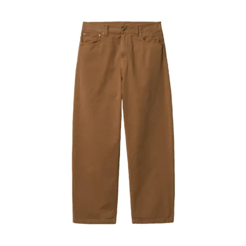 Carhartt Wip , Logo Cotton Pants with Button and Zipper Closure ,Brown male, Sizes:
