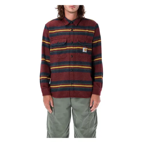Carhartt Wip , Oregon Stripe Shirt Jacket for Men ,Red male, Sizes: