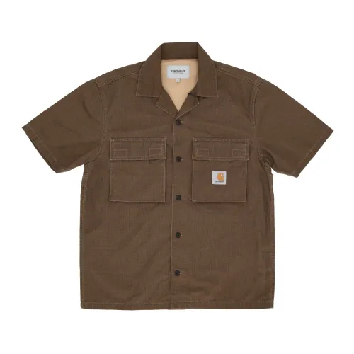 Carhartt Wip , Short Sleeve Shirts ,Brown male, Sizes: