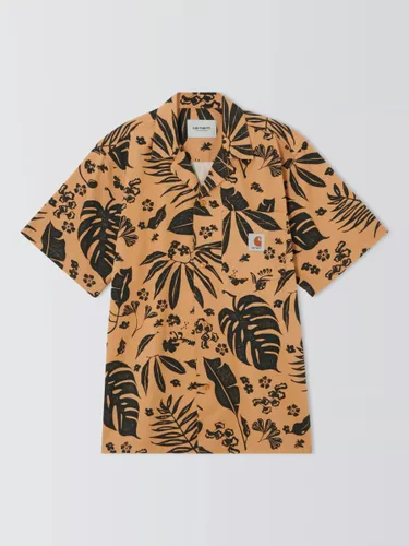 Carhartt WIP Short Sleeve Woodblock Shirt, Brown/Multi - Brown/Multi - Male