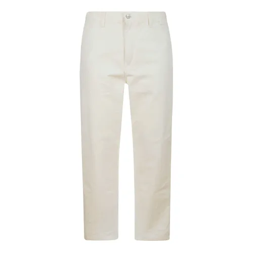 Carhartt Wip , White Cotton Trousers with Logo ,Beige male, Sizes: