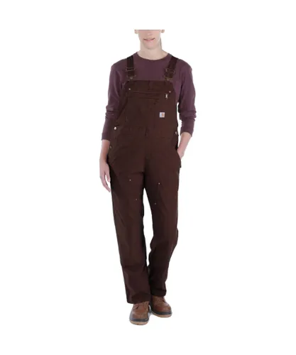 Carhartt Womens 102438 Crawford Rugged Durable Bib Overalls - Brown Cotton