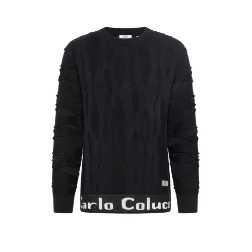 Carlo Colucci , Black Sweater with Style C11706 ,Black male, Sizes: