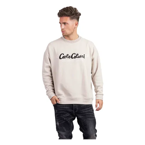 Carlo Colucci , Men`s Beige Sweater - Stylish and Comfortable ,Beige male, Sizes: