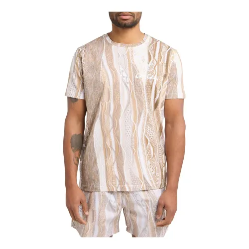 Carlo Colucci , Mens T-Shirt with Timeless Design ,Beige male, Sizes: