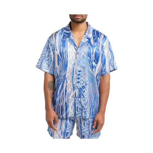 Carlo Colucci , Trendy Mens Shirt from the Spring/Summer Collection ,Blue male, Sizes: