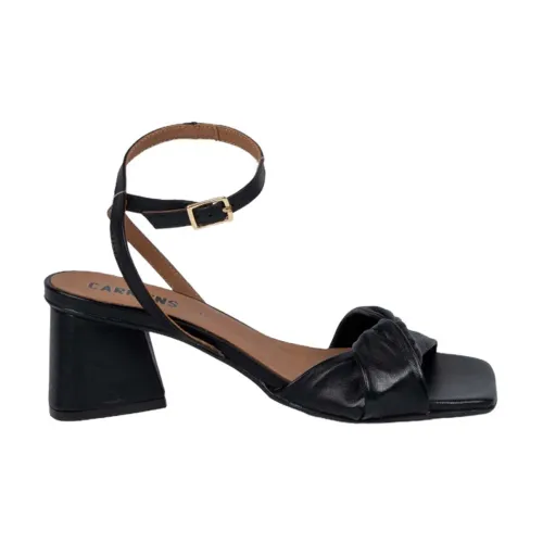 Carmens , Black Leather Carry Sandals ,Black female, Sizes: