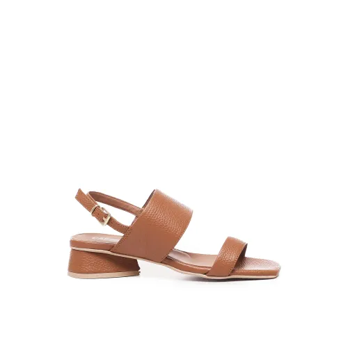 Carmens , Brown Leather Ankle Strap Sandals ,Brown female, Sizes: