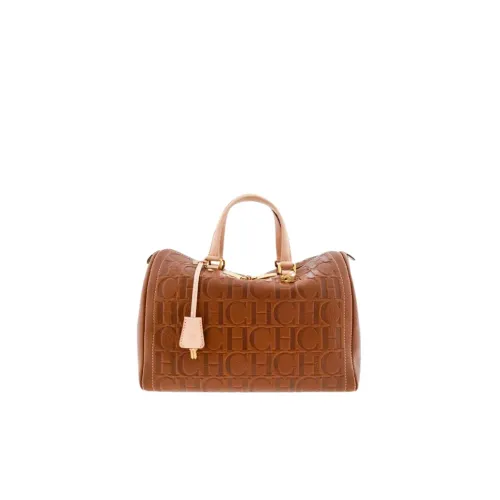 Carolina Herrera , Locked Camel Leather Handbag ,Brown female, Sizes: ONE SIZE