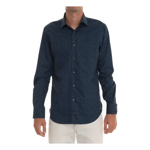 Càrrel , Slim Fit Dress Shirt with Tile Micro Print ,Blue male, Sizes: